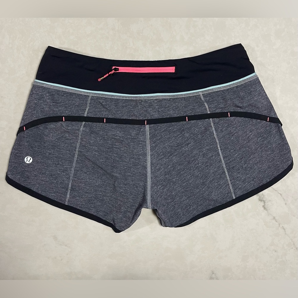 Lululemon Speed Up Run Shorts Size 4 Grey Gray Black